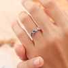 Rectangle Horse Eye Triangle Brass Micro Pave Clear & Blue Cubic Zirconia Finger Rings for Women FS-WG723F9-02-4