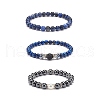 3Pcs 3 Style Natural & Synthetic Mixed Stone Round Beaded Stretch Bracelets Set BJEW-JB08587-4