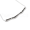304 Stainless Steel Round Snake Chain Textured Bar Pendant Necklaces for Women NJEW-K276-15P-3
