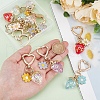 10Pcs 5 Colors Acrylic Strawberry & Alloy Enamel Flower Pendant Decorations HJEW-WR00003-3