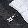 201 Stainless Steel Crystal Rhinestone Initial Pendant Necklaces FS-WG28760-12-1