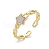 Brass Shell Cuff Rings for Women RJEW-C126-11G-4