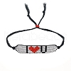 Glass Seed Wide Band with Word I Love U Heart Friendship Link Bracelet for Women BJEW-P269-11-2