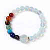 Natural & Synthetic Mixed Stone and Opalite Beads Stretch Bracelets BJEW-E354-A05-1