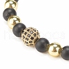 Natural Obsidian & Synthetic Hematite Braided Bead Bracelet with Cubic Zirconia BJEW-JB08117-02-4
