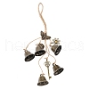 Iron Bell & Alloy Key/Sun/Moon Charm Hanging Ornaments HJEW-JM03430-4
