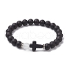 2Pcs 2 Styles 8mm Round Frosted Glass Beaded Stretch Bracelet Sets BJEW-JB10623-4