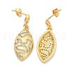 Rack Plating Horse Eye Brass Micro Pave Clear Cubic Zirconia Stud Earrings for Women EJEW-C125-03G-4