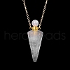 Natural Quartz Crystal Faceted Cone Perfume Bottle Pendant Necklace PW-WG8F691-10-1