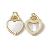 Natural White Shell Heart Charms SSHEL-G027-01G-2