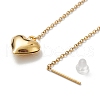 Vacuum Plating 304 Stainless Steel Long Chain with Heart Dangle Stud Earrings for Women EJEW-A068-03G-3