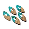 Transparent Resin & Walnut Wood Pendants RESI-N025-047A-02-3