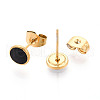 Flat Round 304 Stainless Steel Enamel Stud Earrings EJEW-T047-21G-A-2