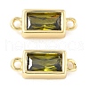 Brass Pave Glass Rectangle Connector Charms KK-H002-06G-01-1
