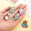 5 Pcs Enamel Lapel Pin Sets Cute Lamb Fox Goose Chicken Animal Brooch Pins Electrophoresis Black Alloy Animal Brooches for Clothes Bags Backpacks Party Decoration Christmas Gift JBR107A-3