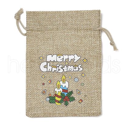 Christmas Printed Burlap Packing Pouches Drawstring Bags ABAG-Q053-02A-02-1