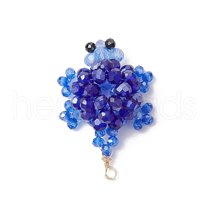 3D Electroplate Glass Seed Beaded Tortoise Pendants PALLOY-MZ00674-02-1