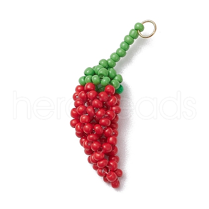 Glass Seed Beads Pendants PALLOY-MZ00409-1