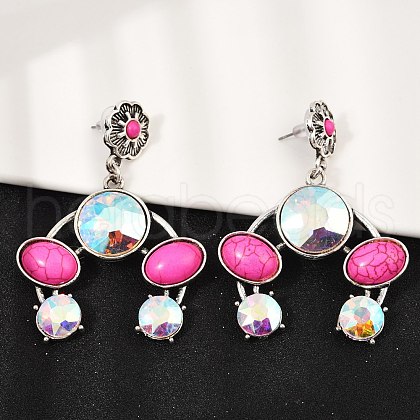 Alloy Synthetic Turquoise Dangle Stud Earrings EJEW-U053-08AS-1