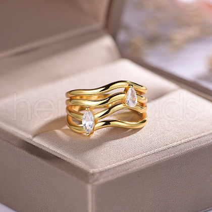 925 Sterling Silver Pave Cubic Zirconia Hollow Irregular Line Finger Rings for Women IX7954-3-1