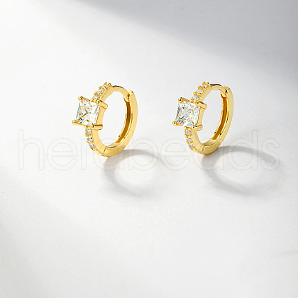 Real 18K Gold Plated 925 Sterling Silver Hoop Earrings OB9176-3-1