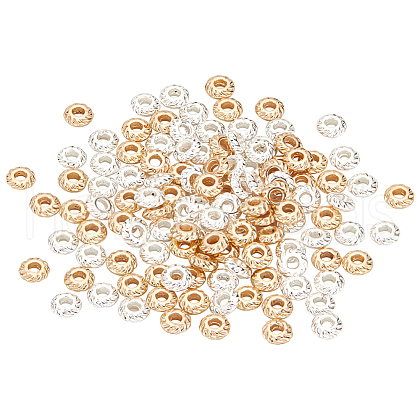 BENECREAT 120Pcs 2 Colors Alloy Spacer Beads. Textured FIND-BC0005-38-1