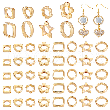   160Pcs 8 Styles 2-Hole CCB Plastic Beads Frame FIND-PH0020-76G-1
