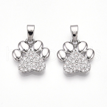 Brass Micro Pave Cubic Zirconia Pendants KK-T070-85P-1