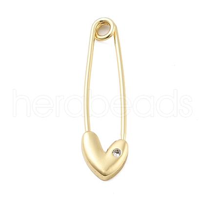 Brass Micro Pave Cubic Zirconia Safety Pins KK-H206-04G-1