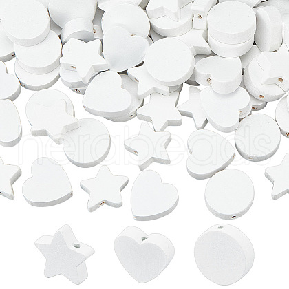 Olycraft 150Pcs 3 Styles Wood Beads WOOD-OC0003-72-1