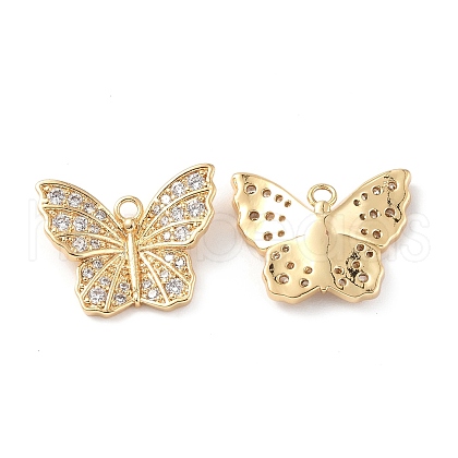Brass Micro Pave Clear Cubic Zirconia Pendants KK-E068-VF250-1