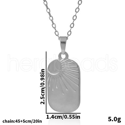 Stainless Steel Rectangle with Sun Pendant Necklaces for Women PP3560-1-1