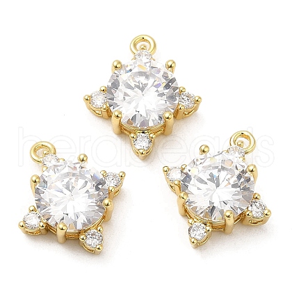 Brass Pave Cubic Zirconia  Pendants KK-Z028-10G-1