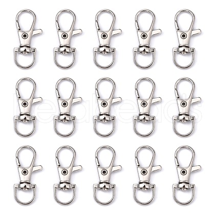 Platinum Plated Alloy Lobster Swivel Clasps For Key Ring PALLOY-E385-15P-1