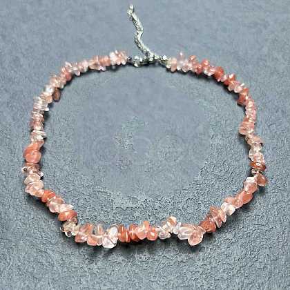 Cherry Quartz Glass Chip Beaded Necklaces for Women IW6789-11-1