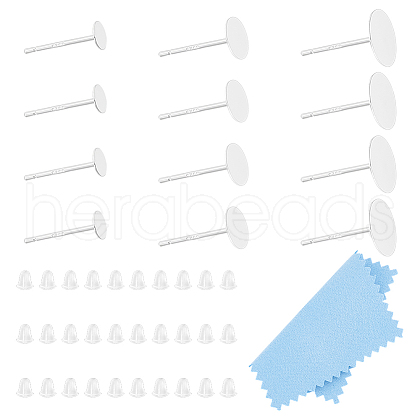 Unicraftale 925 Sterling Silver Flat Pad Stud Earring Findings STER-UN0001-43-1