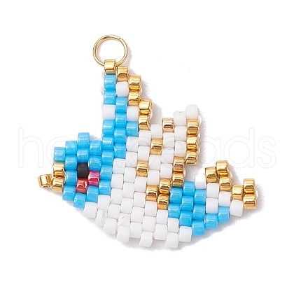 Glass Seed Beaded Pendants PALLOY-MZ00595-1