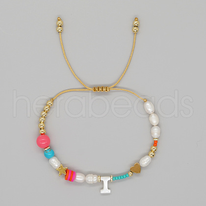 Shell Letter Charm Bead Bracelets ZZ0793-9-1