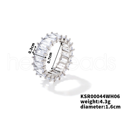 Fashionable Brass Rhinestone Plaid Ring Jewelry AJ1703-3-1