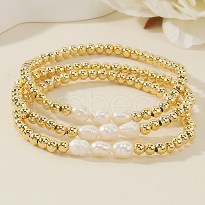 3 Pieces Freshwater Pearl Bracelet Sets EH2658-1