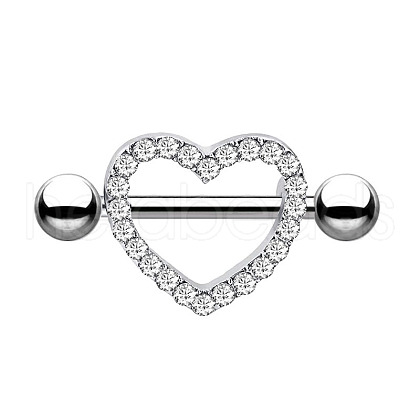 Stainless Steel Micro Pave Cubic Zirconia Nipple Rings WG80671-06-1