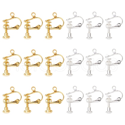 20Pcs 2 Colors Racking Plated Brass Clip-on Earring Findings KK-CJ0002-11-1