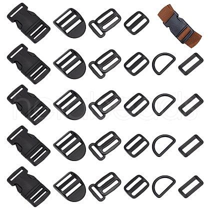 WADORN 60Pcs 6 Style Plastic Adjustable Buckle Set KY-WR0001-04-1