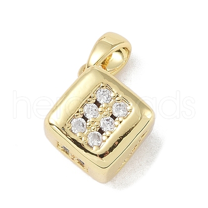 Brass Micro Pave Clear Cubic Zirconia Pendants KK-P273-07G-1