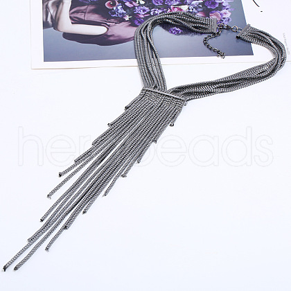 Alloy Crystal Rhinestone Tassel Long Necklaces for women FS-WG8A591-03-1