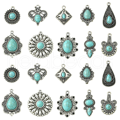 20Pcs 10 Styles Tibetan Style Alloy Pendants TIBEP-CJ0003-31-1