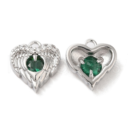 Brass & Glass & Cubic Zirconia Charms KK-G468-54P-03-1