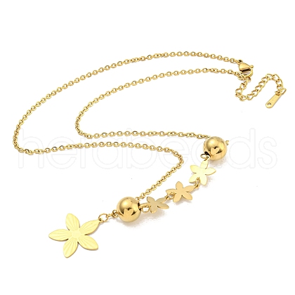 Ion Plating(IP) 201 Stainless Steel Flower Pendant Necklaces NJEW-K270-11G-1