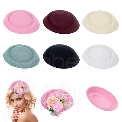  6Pcs 6 Colors Cloth Flat Round Fascinator Hat Base for Millinery AJEW-NB0005-57-1