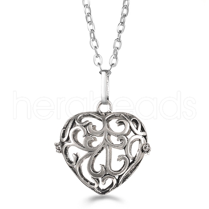Platinum Brass Cage Pendant Necklaces PW-WG37135-37-1